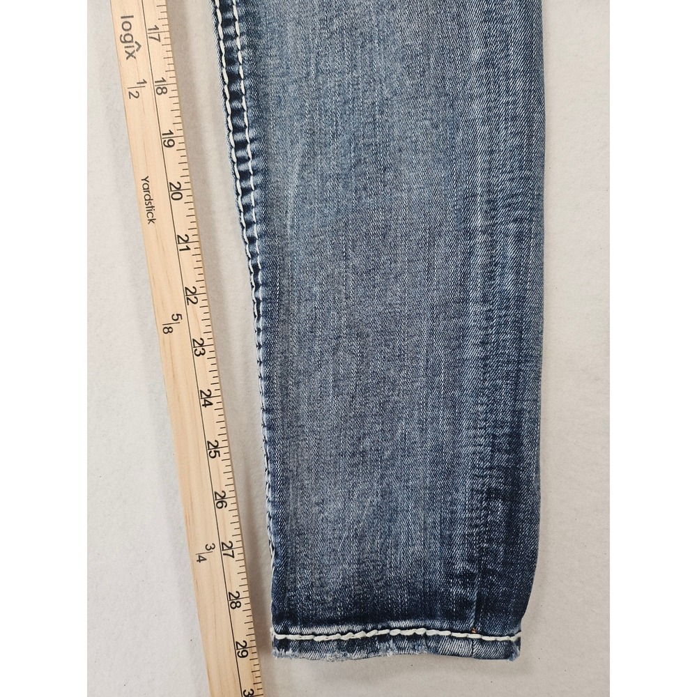 Rock Revival Calie Skinny Jeans Womens 27 Medium Wash Embroidered Studded Flawed - Picture 15 of 17